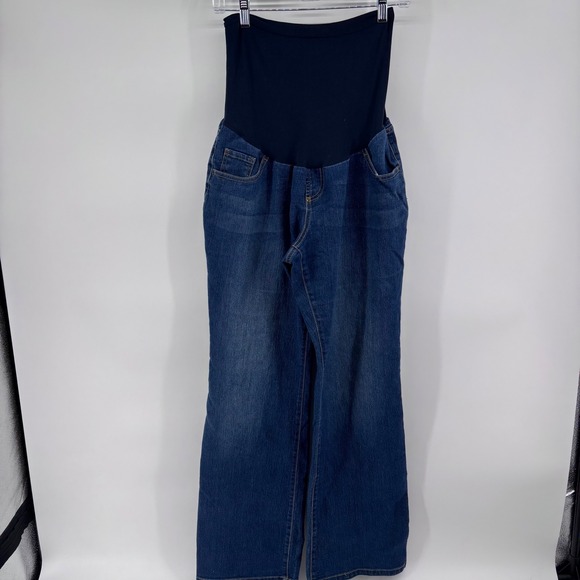 Indigo Blue XL Maternity Jeans Bootcut Dark Wash Premium Denim Comfort - Picture 1 of 6